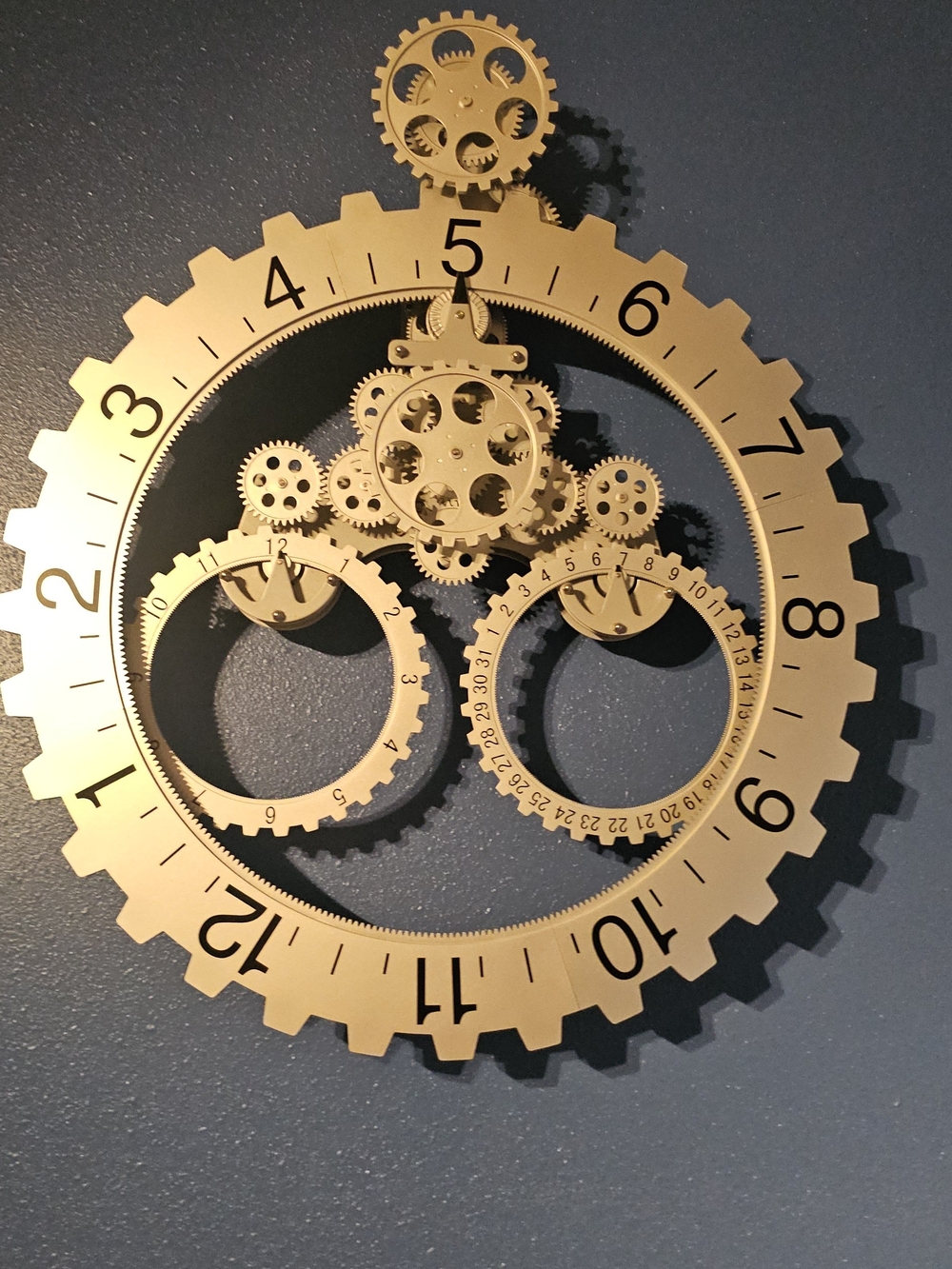 Gold Gear Wall Clock Sculpture - Decorative Home Wall Decor